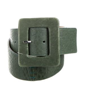 NEW Alice and Olivia Womens S Green Leather Wide Large Waist Cinch Retro Belt